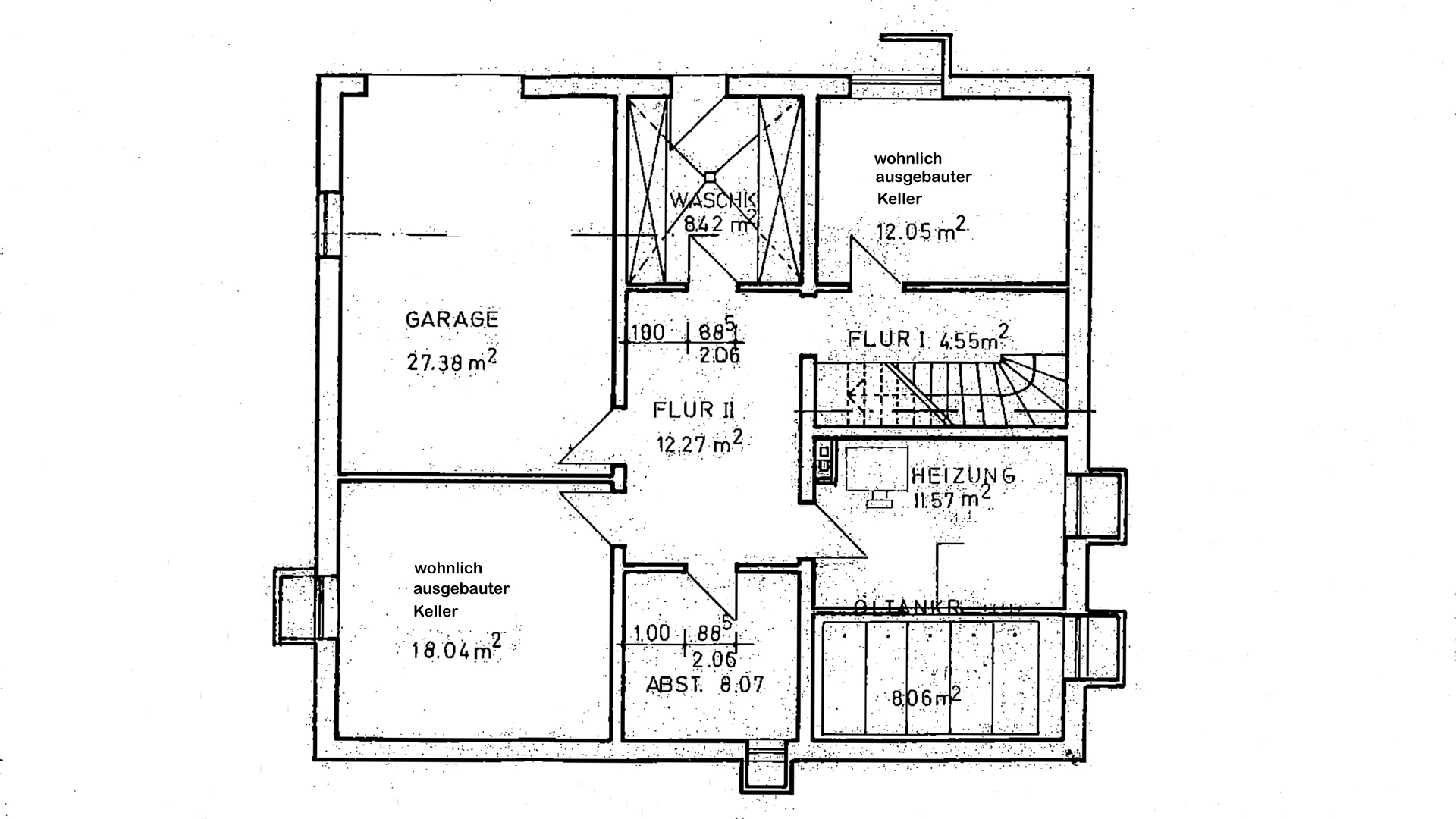 Morsbach-Stockshöhe: Bungalow mit Keller und Garage, Grundriss - Kellergeschoss